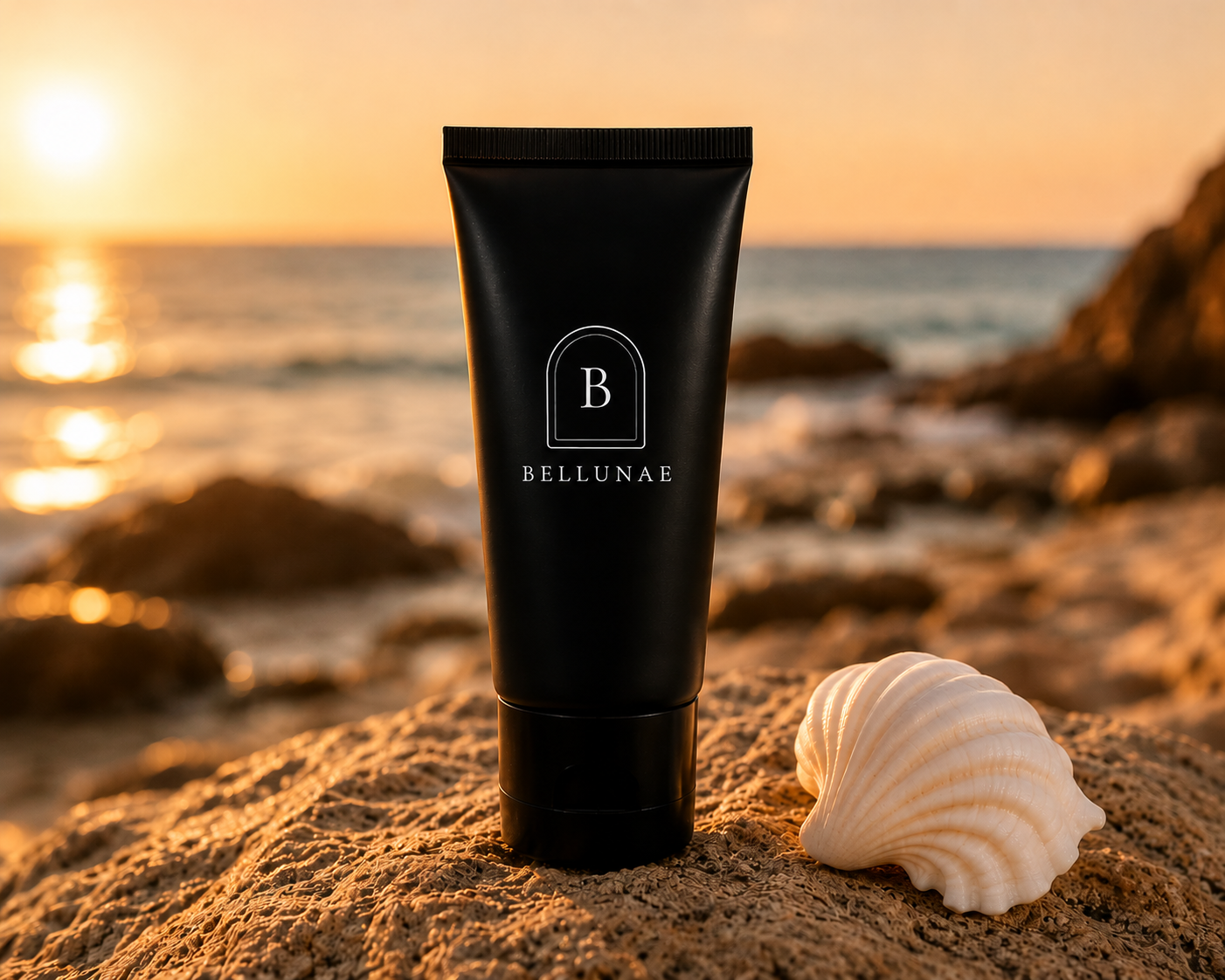 Bellunae Bronzing Moisturizer on the beach at sunset