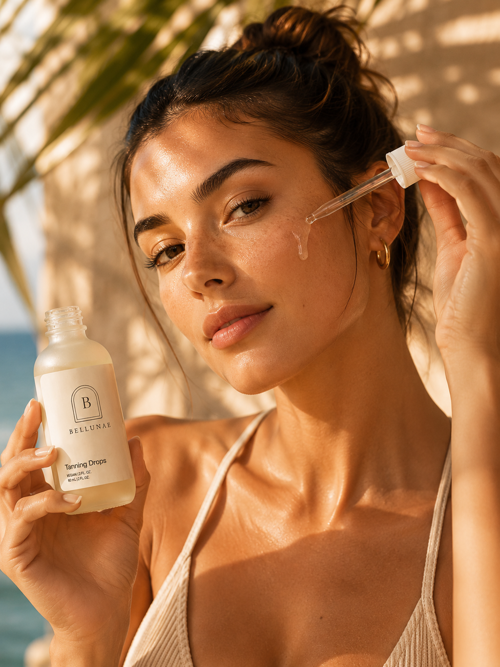 Tanning Drops applied with dropper
