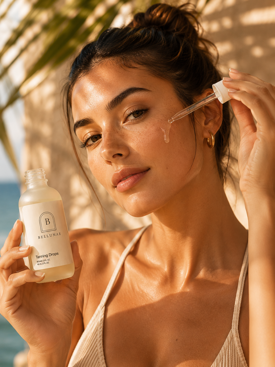 Tanning Drops applied with dropper